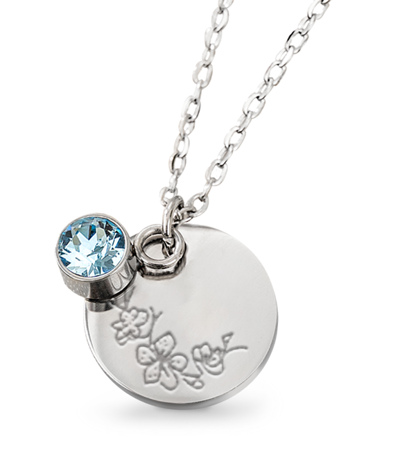 KAYA sieraden Birthstone and Flower Necklace March | Stainless Steel