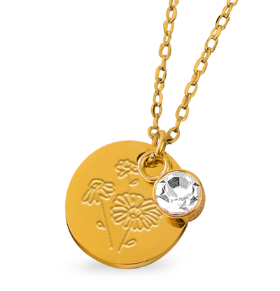 KAYA sieraden Birthstone with Birth Flower Necklace I April