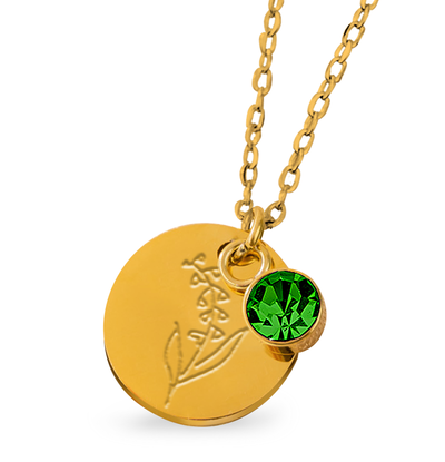 KAYA sieraden Birthstone and Flower Necklace May | Stainless Steel