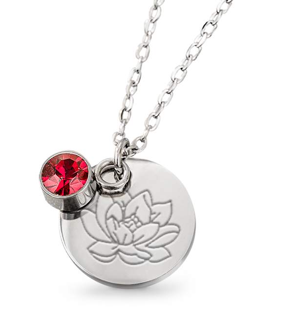 KAYA sieraden Birthstone with Birth Flower Necklace I July