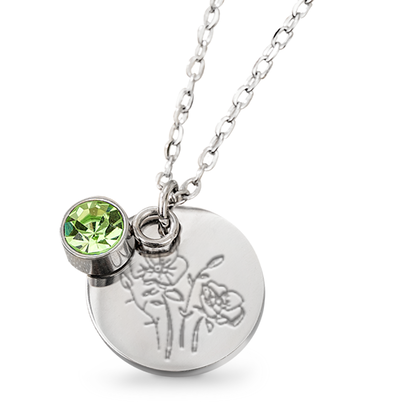 KAYA sieraden Geboortesteen met Geboortebloem Ketting I Augustus
