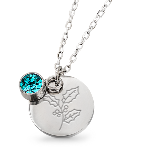 KAYA sieraden Birthstone with Birth Flower Necklace I December