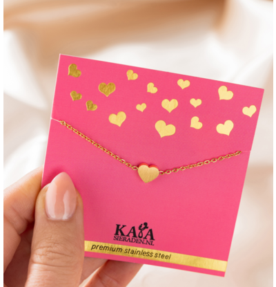 KAYA sieraden Heart bracelet on wish card | Stainless steel