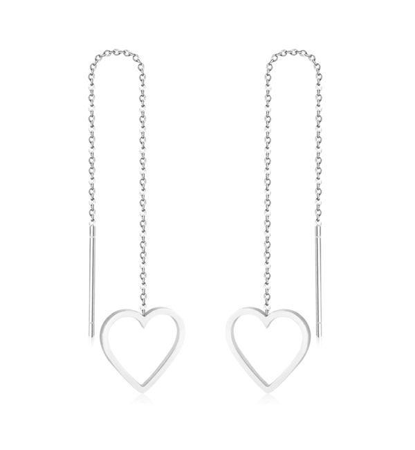 KAYA sieraden Long Earrings 'Open Hearts' | Stainless Steel