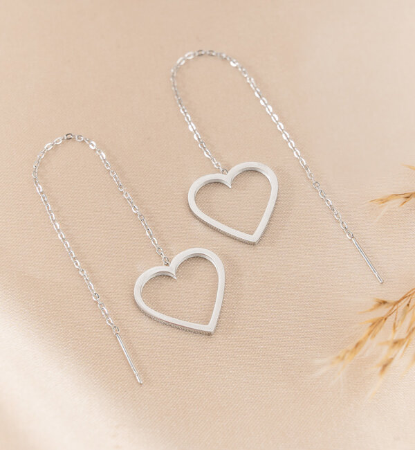 KAYA sieraden Long Earrings 'Open Hearts' | Stainless Steel