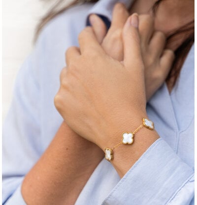 KAYA sieraden Mother of Pearl Clover Bracelet | Stainless Steel