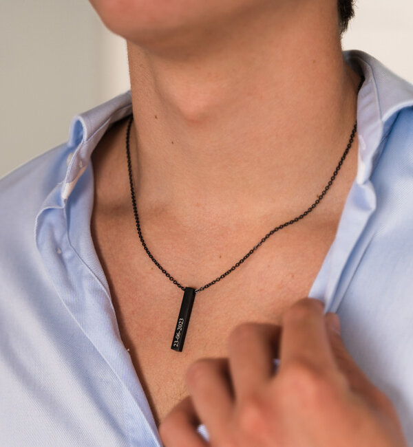 KAYA sieraden Men's Necklace with Engraving 'Elegant Bar' | Stainless Steel