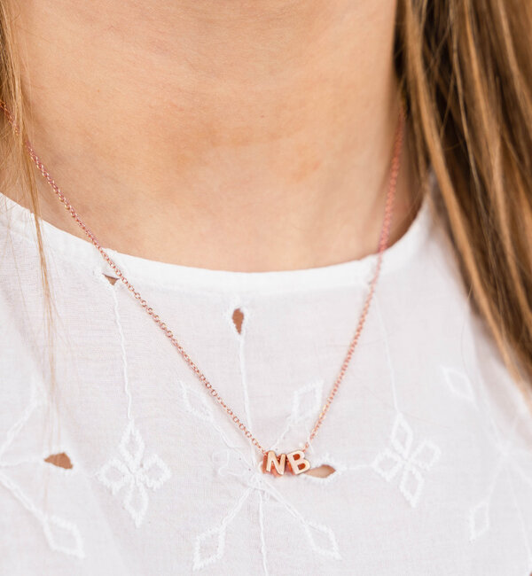 KAYA sieraden Letter Necklace 'Big Initial' 1 Initial I Rosé