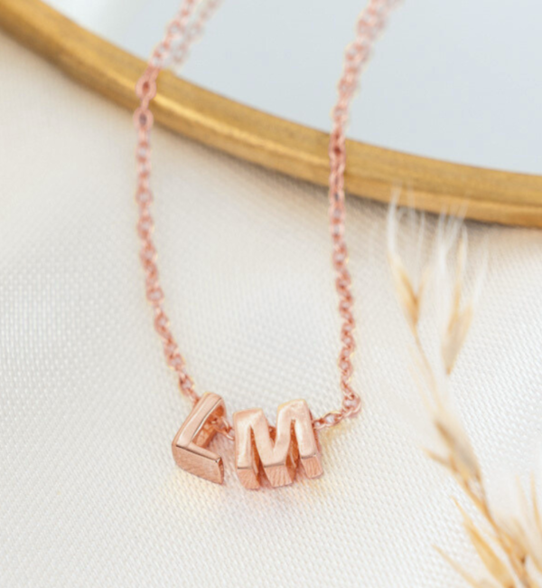 KAYA sieraden Letter Ketting '2 Initialen' Rosé