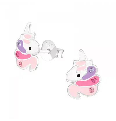 KAYA sieraden Kinderoorbellen ‘Unicorn' Paarse Manen