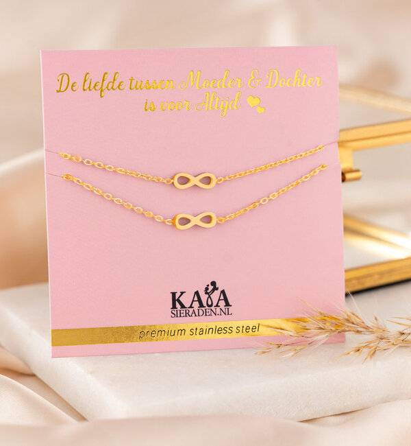 KAYA sieraden Mother & Daughter bracelet set with infinity symbol | Stainless Steel