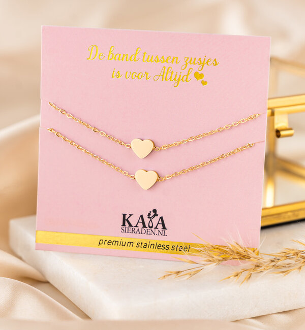KAYA sieraden Sisters bracelet set with heart | Stainless Steel