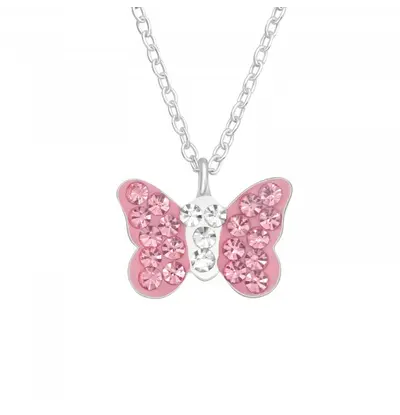 KAYA sieraden Silver children’s necklace ‘Pink Butterfly’
