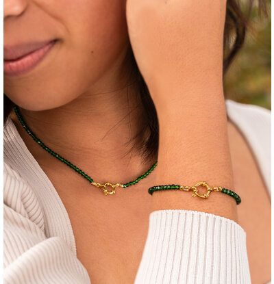 KAYA sieraden Armband en Ketting Set Groen | Stainless Steel