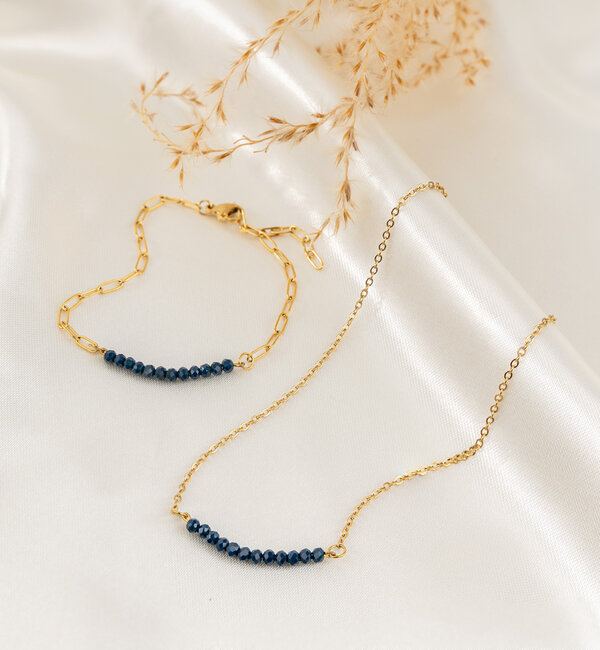 KAYA sieraden Bracelet and Necklace Set Blue 'Urban Chic' | Stainless Steel