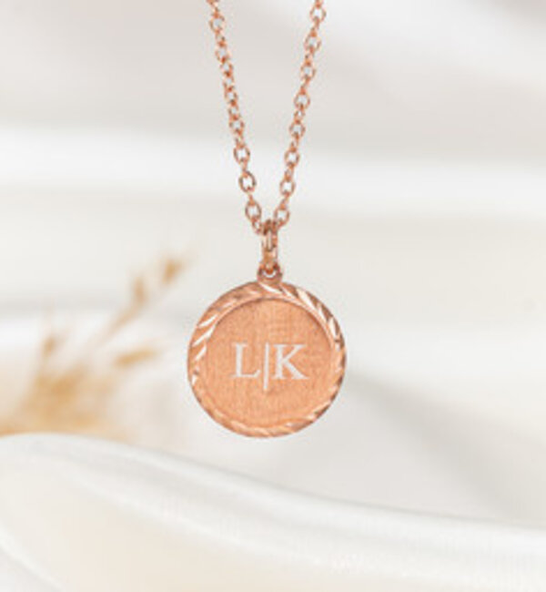 KAYA sieraden Children's Necklace Coin with Initials 'Vintage Disc'