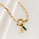 KAYA sieraden Schakelketting met Letter en Groene Bedel 'Urban Chic' | Stainless steel