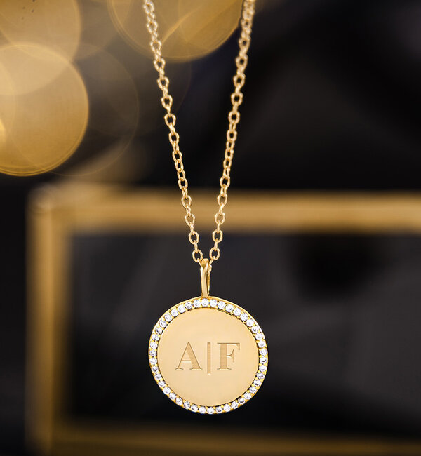 KAYA sieraden Christmas Necklace 'Pavé' with Letters I Zirconia Crystals