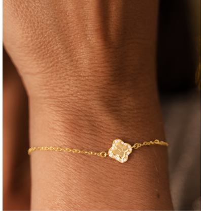 KAYA sieraden Kerst Armband 'Pavé Klaver' met Letter