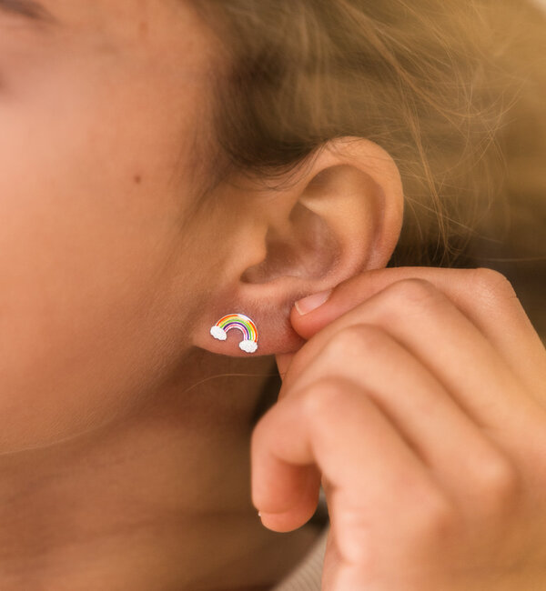 KAYA sieraden Silver children's earrings 'Rainbow'