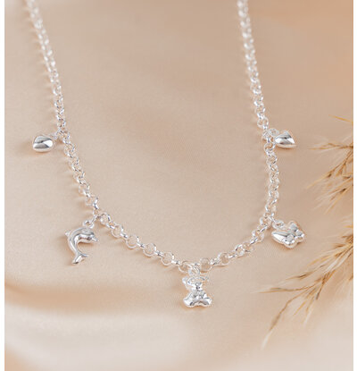 KAYA sieraden Silver charm necklace with 5 charms