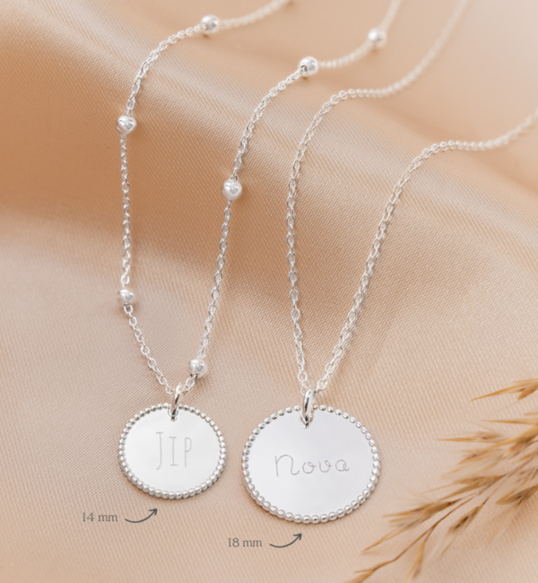 KAYA sieraden Necklace 'Beaded Disc' with Engraving