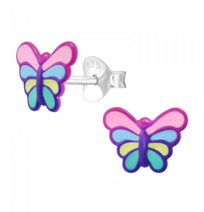 KAYA sieraden Silver children’s earrings ‘Rainbow Butterfly’