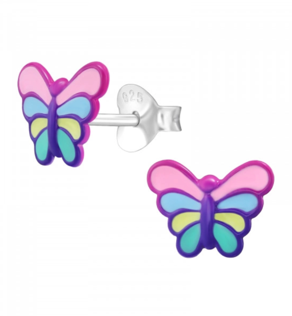 KAYA sieraden Silver Children's Earrings 'Rainbow Butterfly'