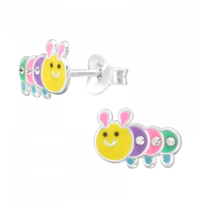 KAYA sieraden Silver children’s earrings ‘Rainbow Caterpillar’