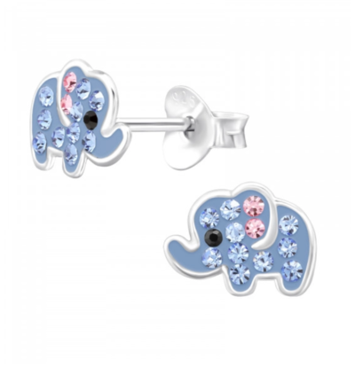 KAYA sieraden Silver children’s earrings ‘Elephant with Crystals’