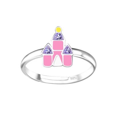 KAYA sieraden Silver children’s ring ‘Castle’ with crystals