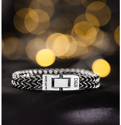 KAYA sieraden Kerst Heren Schakelarmband met Gravure I RVS