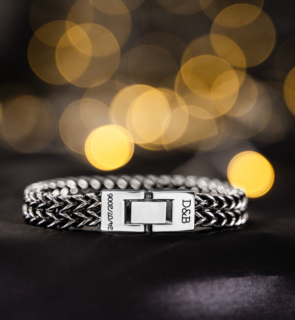 KAYA sieraden Kerst Heren Schakelarmband met Gravure I RVS