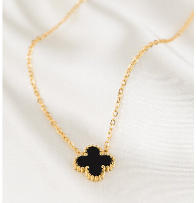 KAYA sieraden Klaver ketting Zwart | Stainless steel