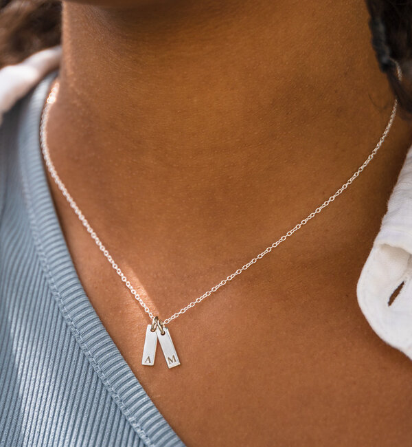KAYA sieraden Necklace with Initial 'Mini Flat Bar'