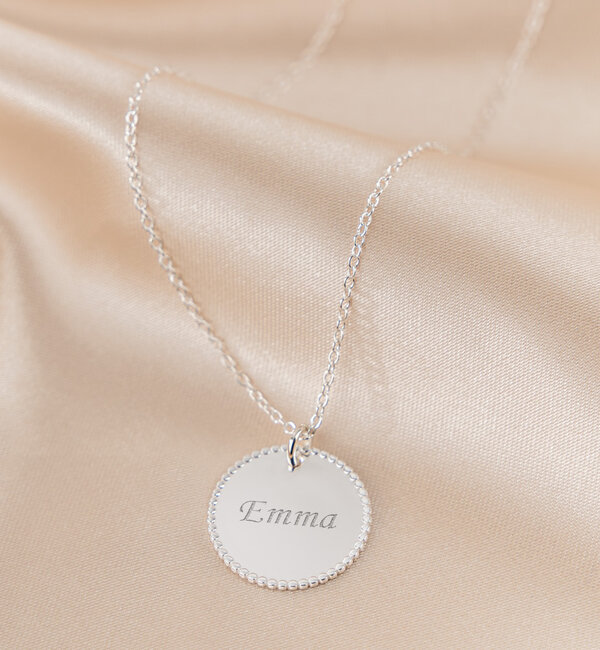 KAYA sieraden Ketting 'Beaded Disc' met Gravure