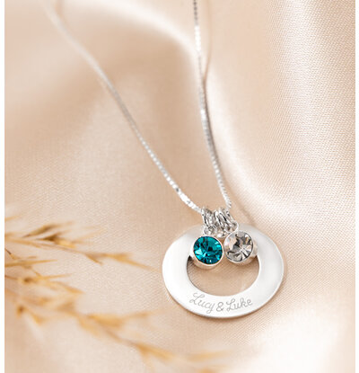 KAYA sieraden Ketting 'Circle of Life' met 2 Geboortestenen