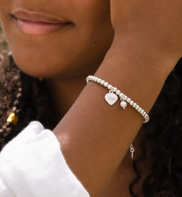 KAYA sieraden Armband 'Cute Balls met Gravure I Sterling zilver