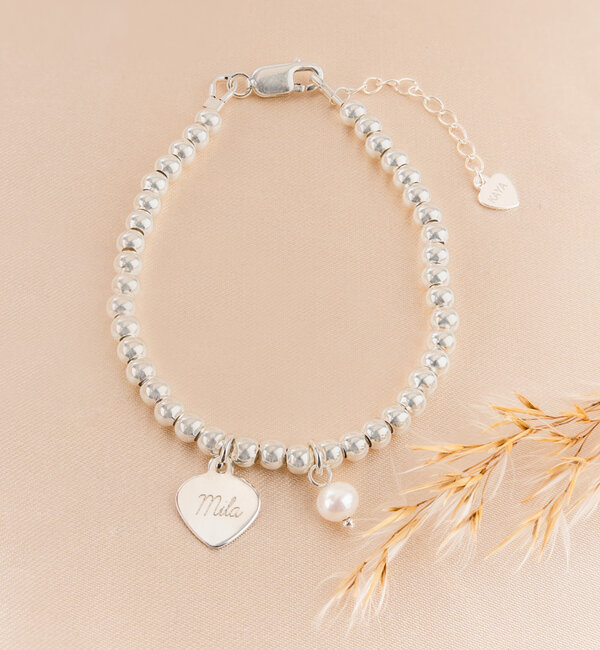 KAYA sieraden Armband 'Cute Balls met Gravure I Sterling zilver