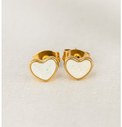 KAYA sieraden Earrings Hearts White | Stainless Steel