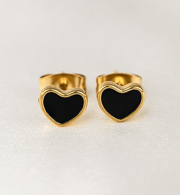 KAYA sieraden Earrings Hearts | Stainless Steel - Black