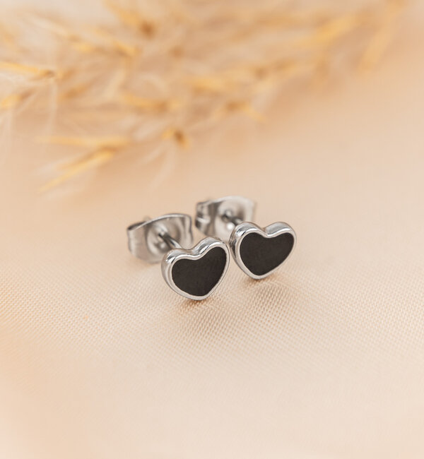 KAYA sieraden Earrings Hearts | Stainless Steel - Black