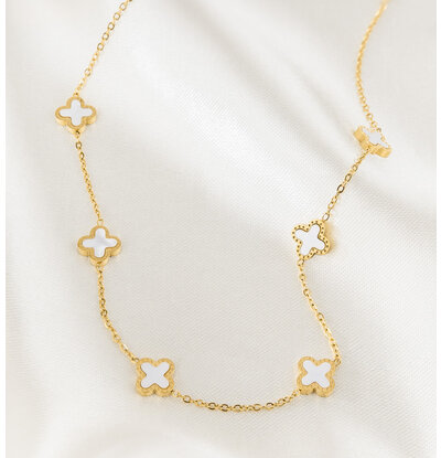 KAYA sieraden Necklace Clovers White| Stainless Steel