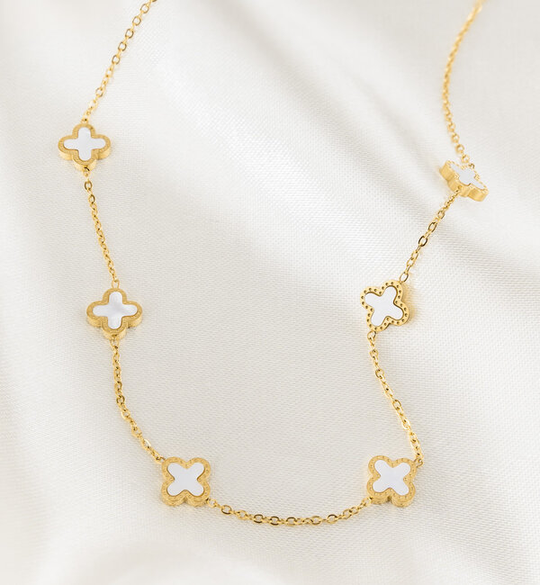 KAYA sieraden Necklace Clovers White | Stainless Steel