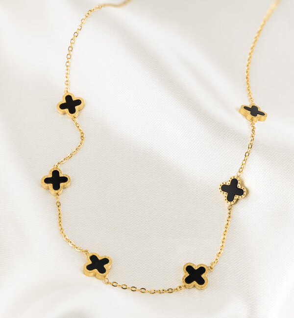 KAYA sieraden Clover Necklace Black | Stainless Steel