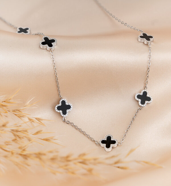 KAYA sieraden Clover Necklace Black | Stainless Steel