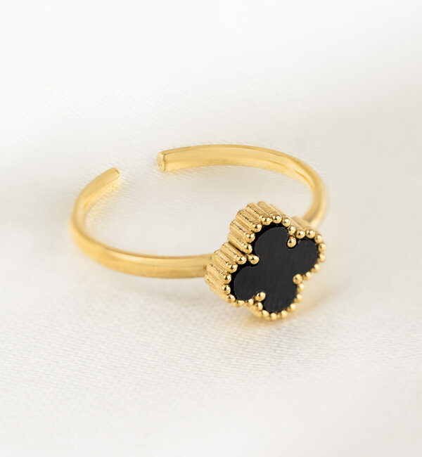 KAYA sieraden Clover Ring | Stainless Steel - Black