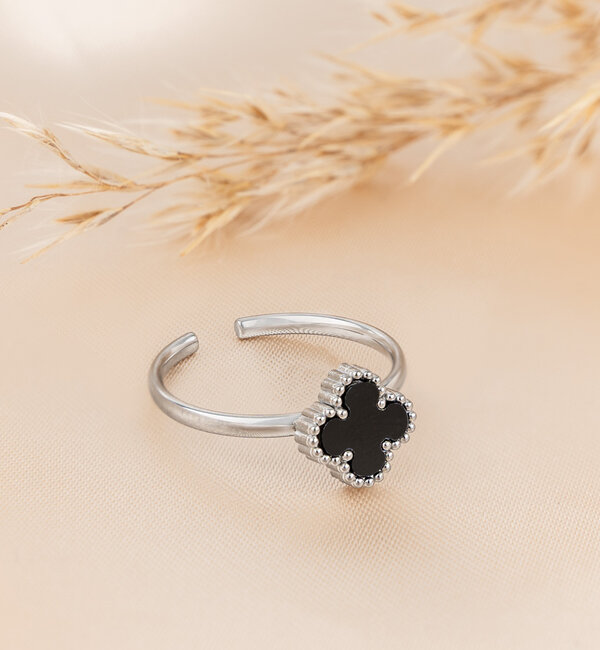 KAYA sieraden Clover Ring | Stainless Steel - Black