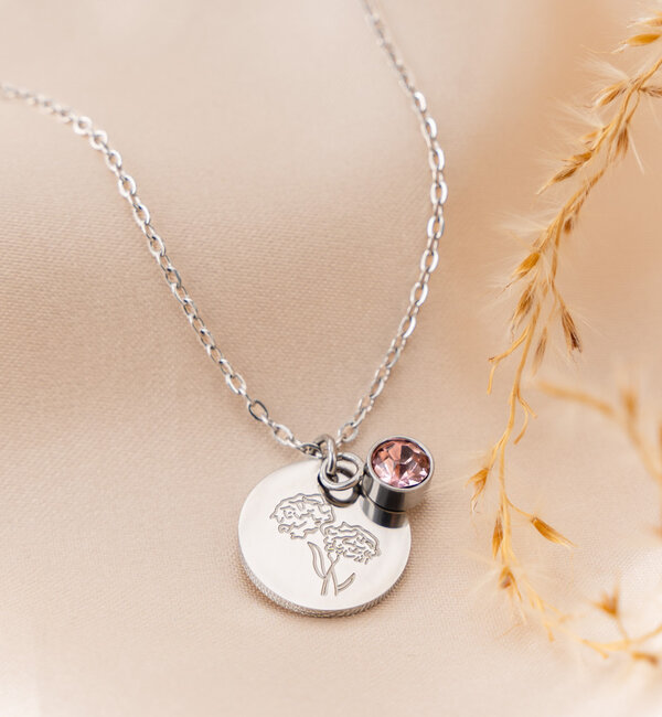 KAYA sieraden Birthstone with Birth Flower Necklace I October