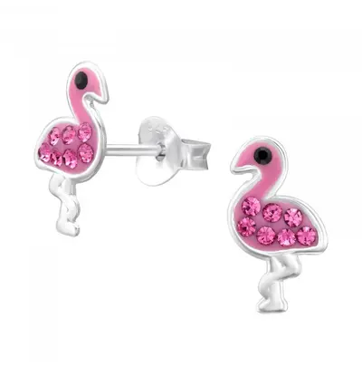 KAYA sieraden Kinderoorbellen 'Flamingo' met Kristallen